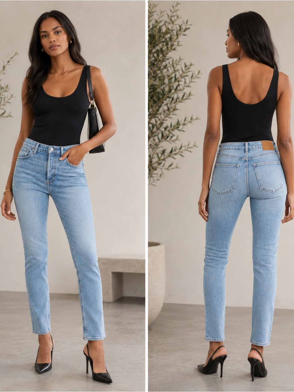 Denim Forum The Yoko High Rise Slim Jeans 25 28L Light Wash Organic Cotton